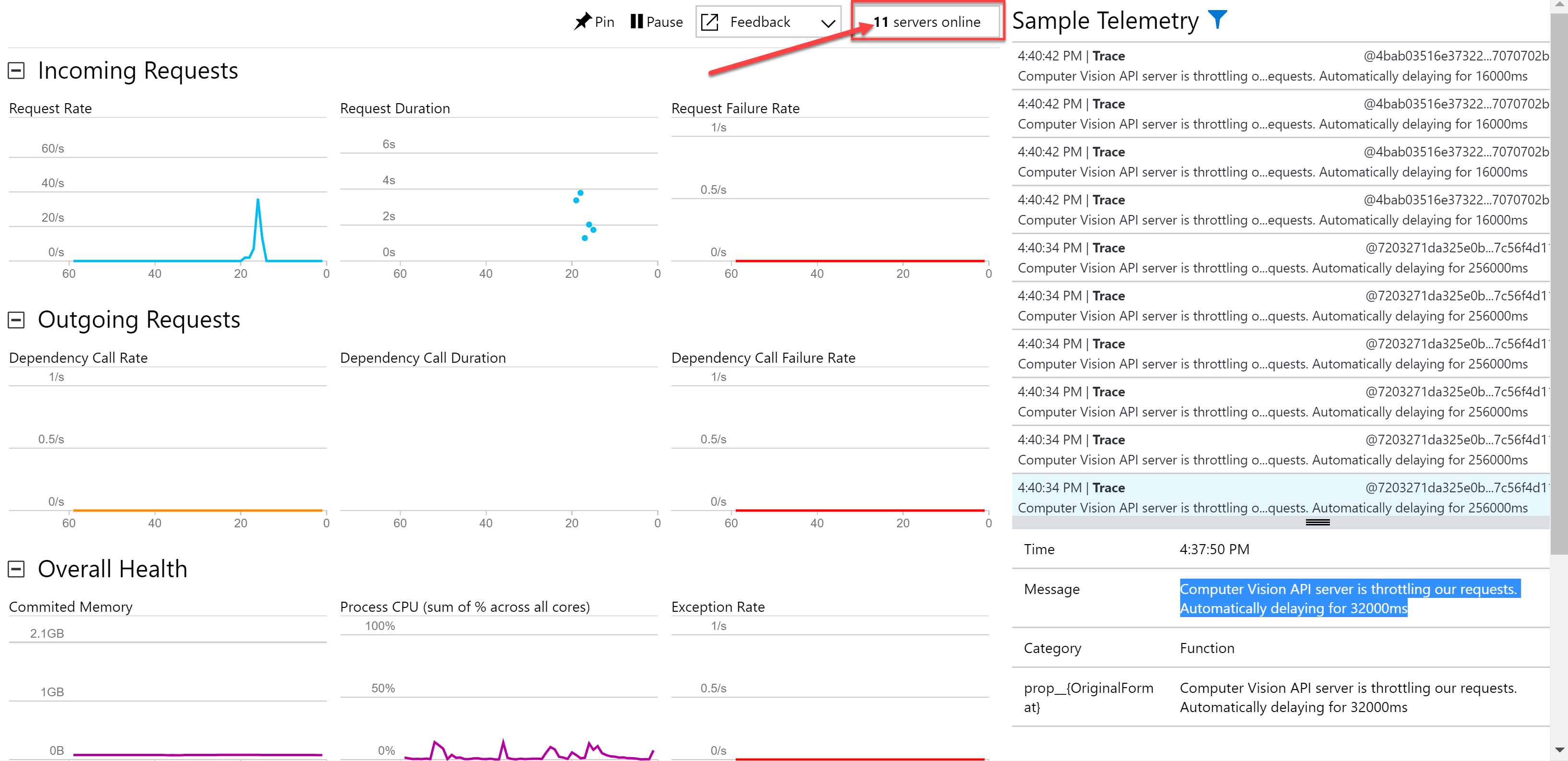 Application Insights Live Metrics Stream - resource-constrained